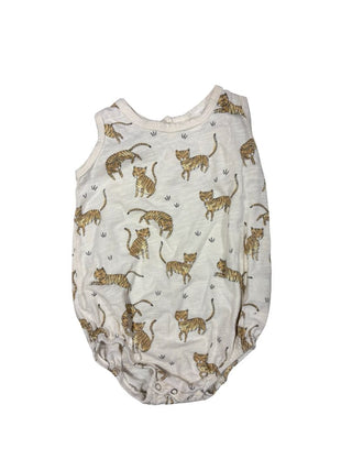 Rylee + Cru Cream and Tiger Print Romper, 3-6 months