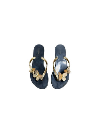 Mini Melissa flip flops black w/ gold, 3 big kid