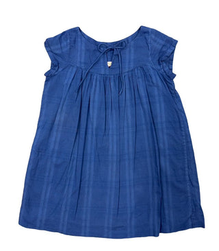 Bonpoint Bright Blue Pleated Dress with Bow Detail, 3 years