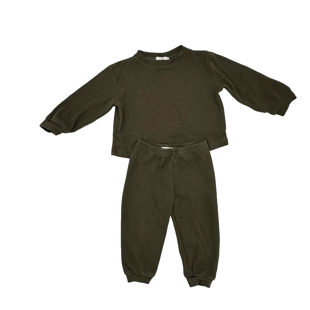 Mikki Rae Olive green waffle set, 2 years
