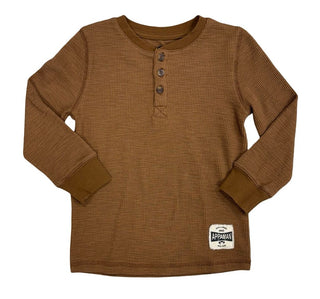 Appaman Brown Waffle Knit Longsleeve Henley, 3 years