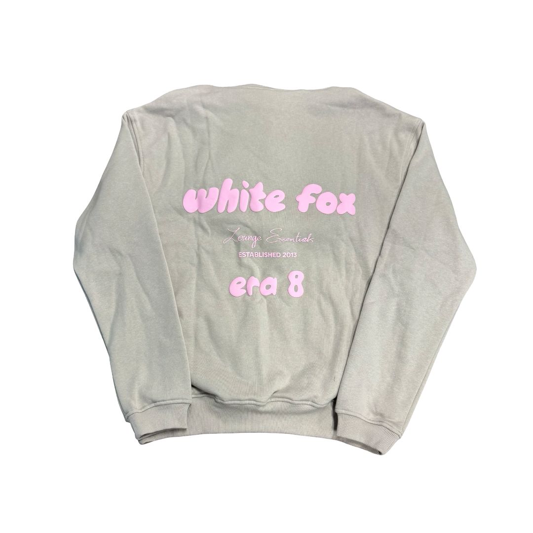 White Fox Beige Sweatshirt with Pink Writing brand New with Tags, s/m