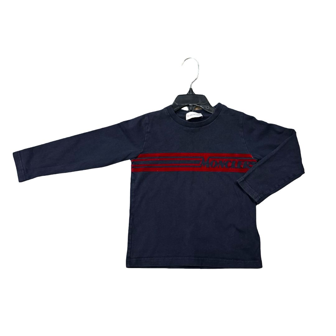 Moncler Navy Long Sleeve with Red Stripes and Logo, 5 years