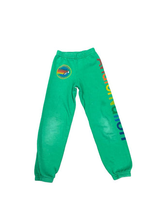 Aviator Nation green sweatpants w/ fading at knee, 8 years