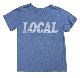 Tiny Whales Washed Blue Tee with Local Graphic, 4 years