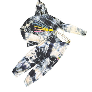 Firehouse blue tie dye w/rainbow sweat set, large