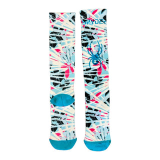 Spyder Ski Jacket and Pant Set with Ski Socks, Gloves, and Base Layer Long Sleeve Shirt in Pink, Teal, and Black Pattern, 10 years
