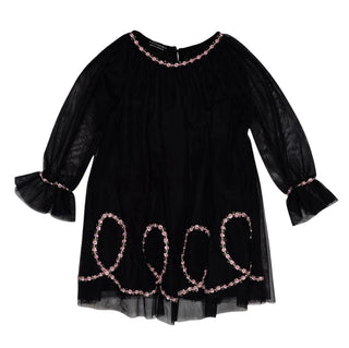 Kate Mack Mesh Dress with Rosette Embroidery, One Size