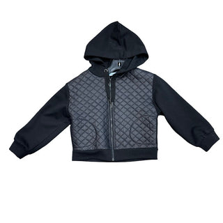 Mayoral Black Hooded Zip Up with Pleather Design, 4 years