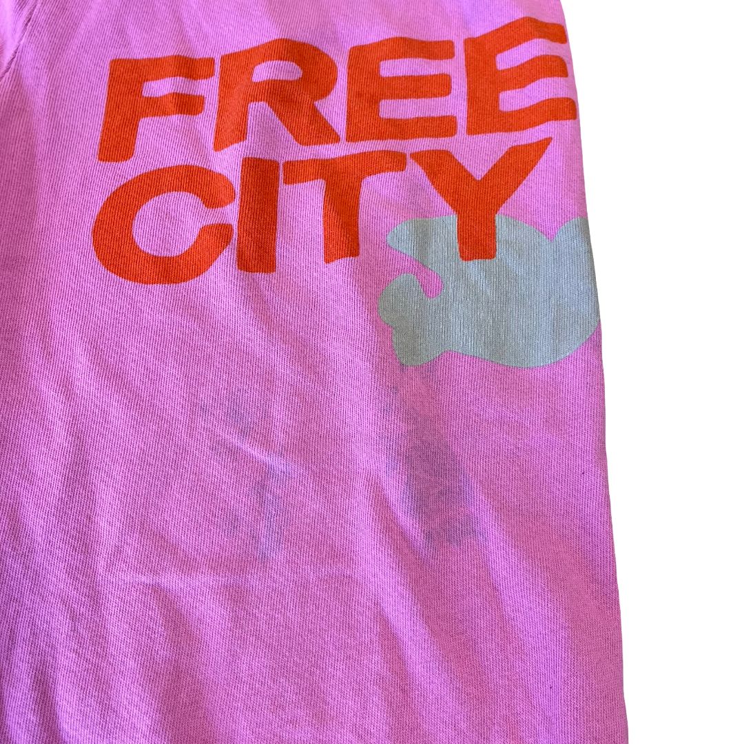 Free City pink w/stain sweatpants, small