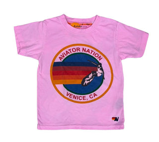 Aviator Nation Pink Tee With Logo, 6 years