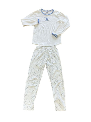 Petit Bateau Blue heart pajama set, 8 years