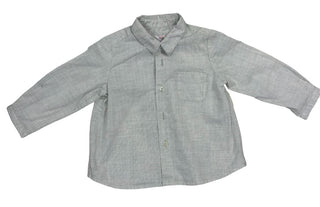 Bonpoint Grey Linen-Look Buttondown Collared Shirt, 12 months