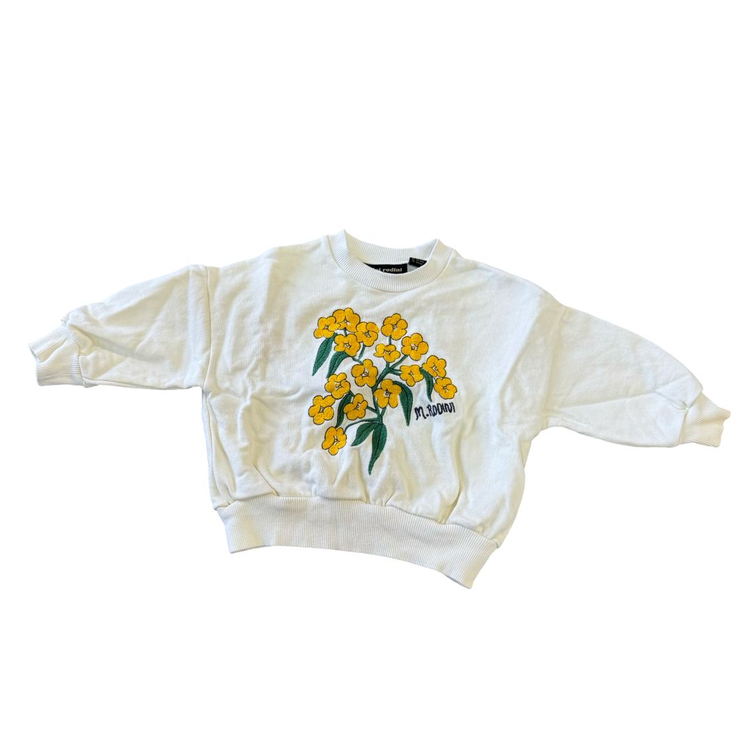 Mini Rodini Alpine Flowers (Embroidered) Sweatshirt Off-White , 12-18 months