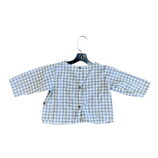 Makie Grey and White Plaid Long Sleeve with Buttons in the back, 12 months