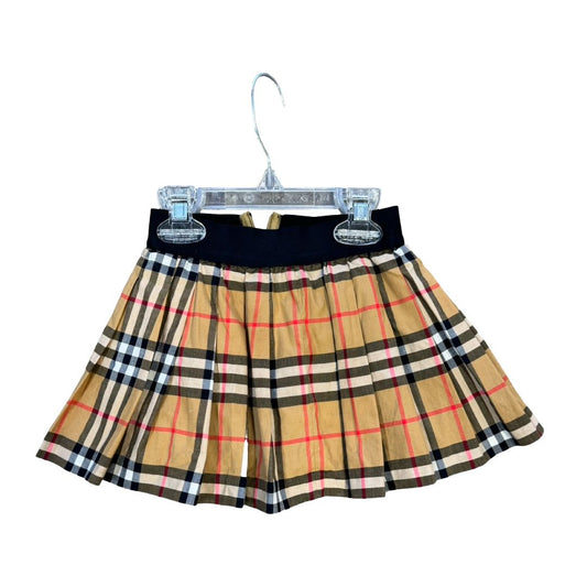 Burberry Plaid Pleated Skirt with Black Stretchy Branded Band and Zipper, 3 years