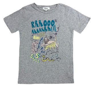 Bonpoint Grey Tee with Animal Graphics, 10 years