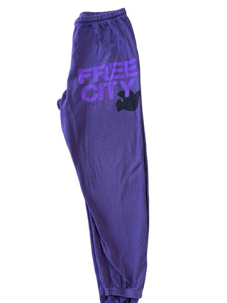 Free City Purple sweatpant with black bird, medium