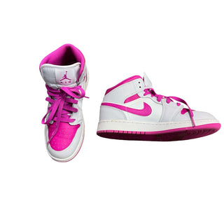 Nike Magenta and White Air Jordan Shoes, 4.5 big kid