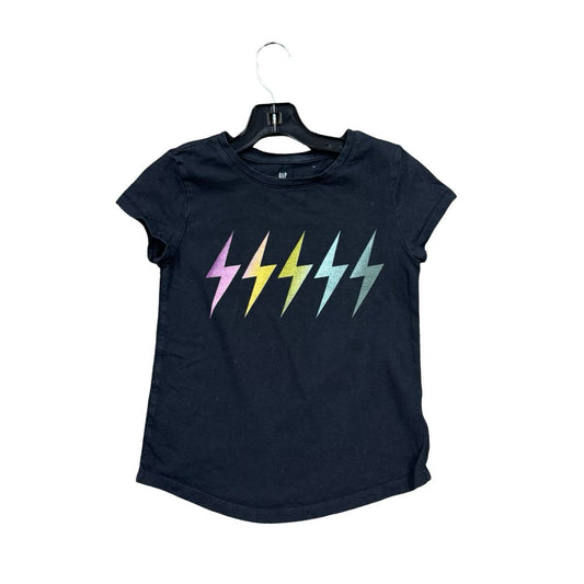Gap Black T-shirt with Rainbow Lightning Bolts, 8 years