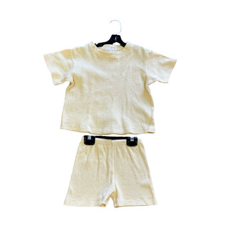 Mikki Rae Butter yellow waffle tshirt/short set, 4 years