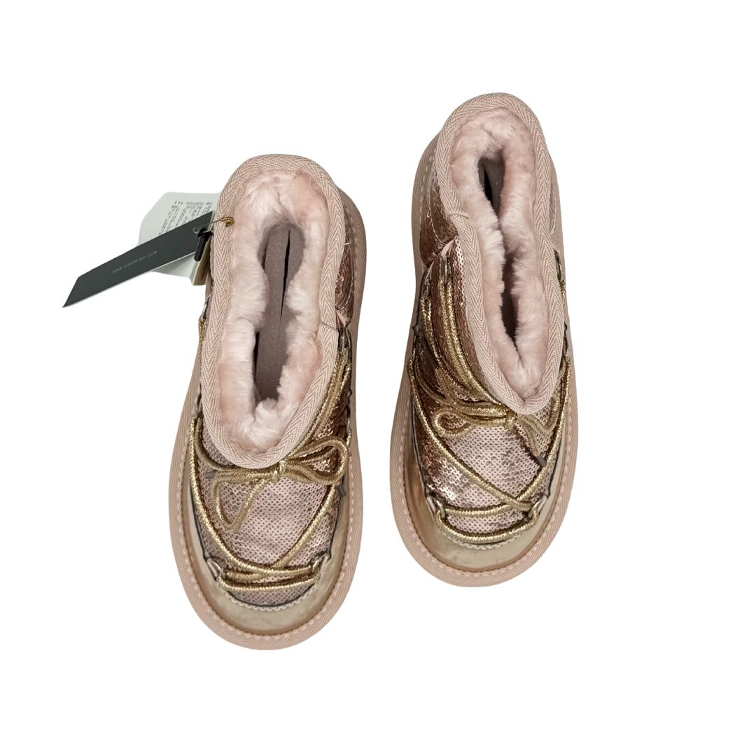 Xiaomibu Pink Sequin Shiny Boots with Pink Faux Fur Lining, eu 34 big kid