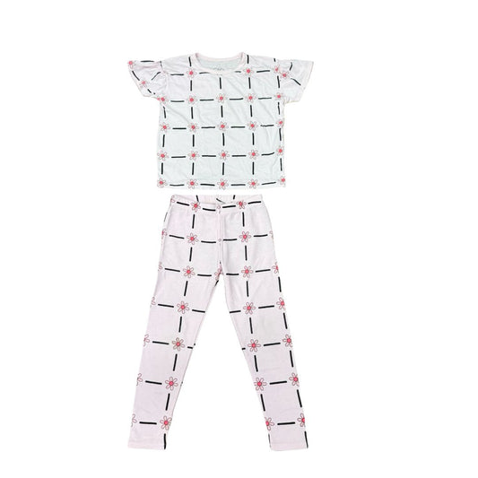 Chaser Pink with Flower Short Sleeve Shirt and Long Pant Set, 6 years