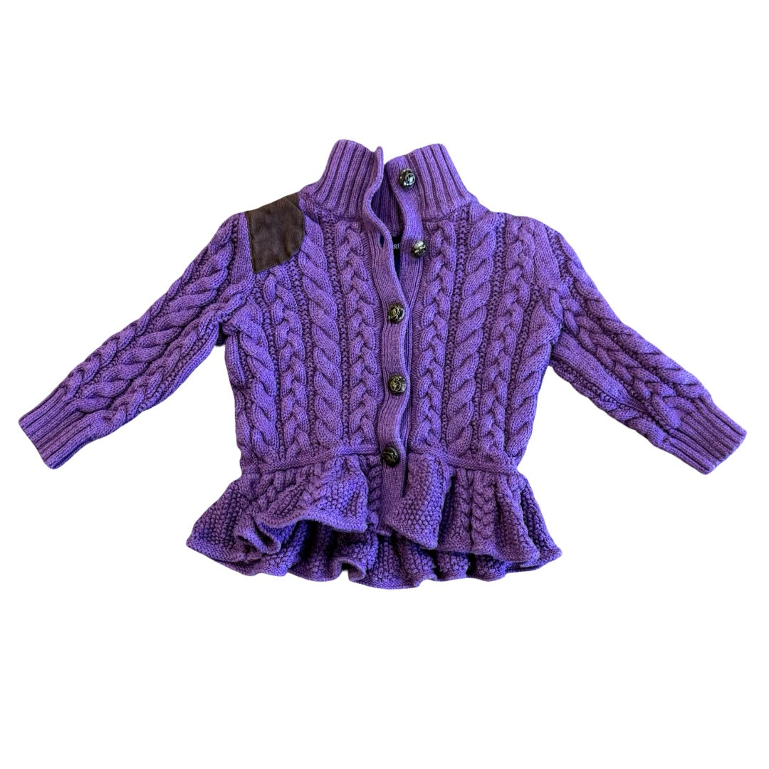 Ralph Lauren Purple cable-knit peplum cardigan, 12 months