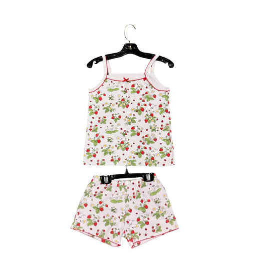 Petidoux White Tank Top and Short Pyjama Set with Strawberries, 7 years