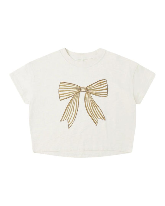 Rylee + Cru Natural Bow Boxy T-Shirt Brand New with Tags, 4-5 years