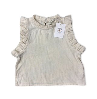 Fin & Vince Natural White Linen Blouse with Ruffles, 4 years