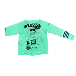 Free City Green Zip Up with Black Graphic, 3 womens
