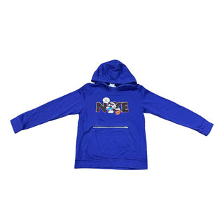 Nike Dri-Fit Purple Tune Squad Hooded Sweatshirt with Graphic and Zipper Pocket, large