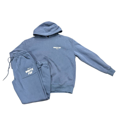 White Fox Blue Hooded Sweatshirt and Sweatpant Set, xxs-s
