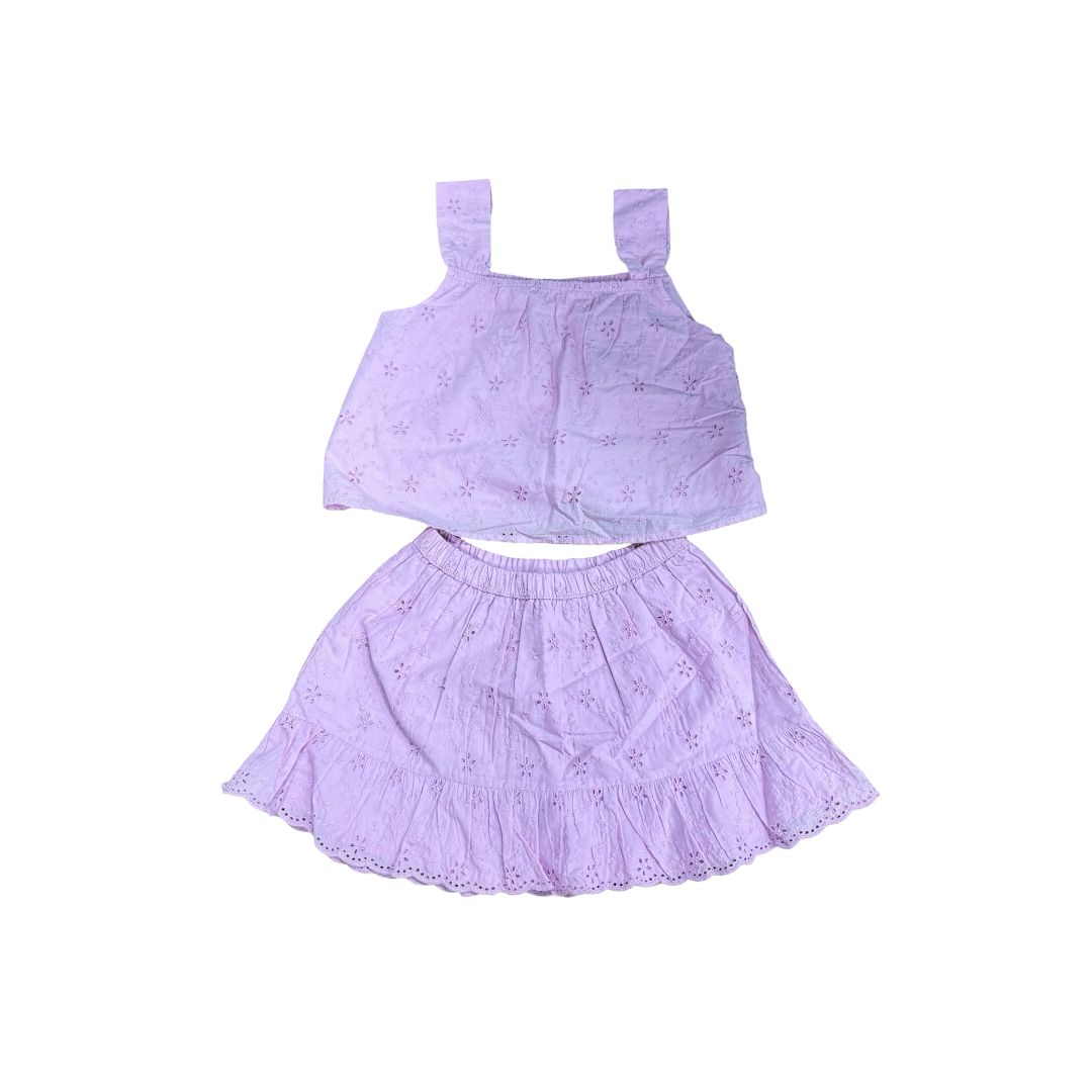 Gap Purple Floral Cut-Out Tank Top and Skirt Set, 6-7 years