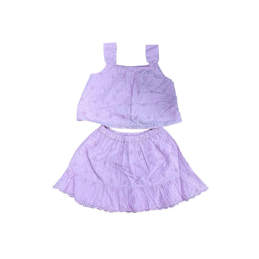 Gap Purple Floral Cut-Out Tank Top and Skirt Set, 6-7 years