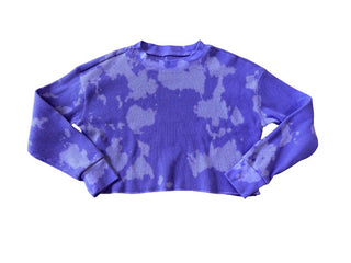 Katie J Tie Dye Crop Top Waffle Knit Purple Longsleeve, womens small