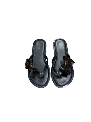 Mini Melissa  black flip flops, 5 big kid