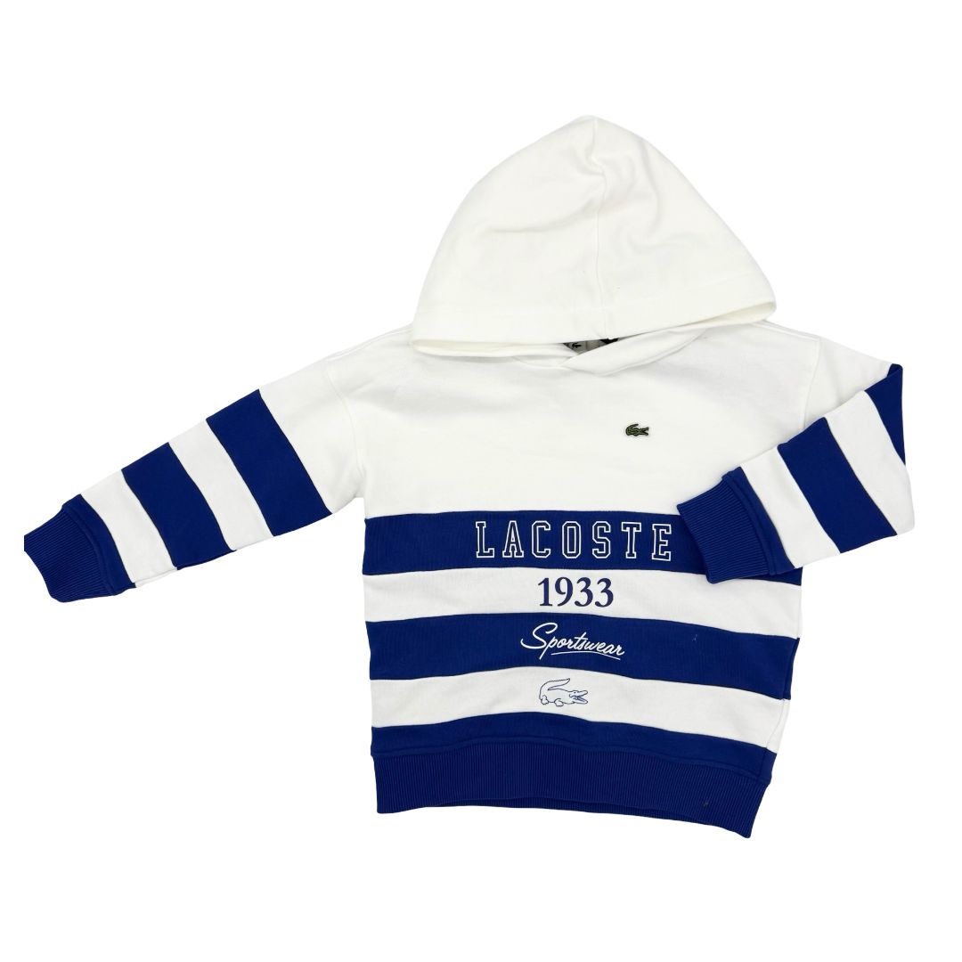 Lacoste Blue and White Hooded Sweatshirt, 4 years
