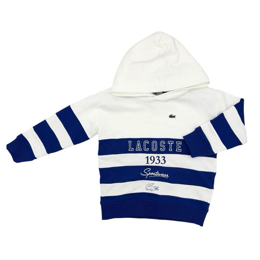 Lacoste Blue and White Hooded Sweatshirt, 4 years