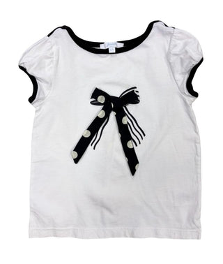 Jacadi White and Black Tee with Bow Detail, 4 years