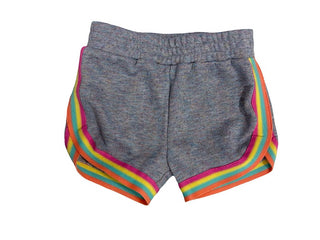 Appaman Glitter Grey Mix Shorts wtih Rainbow Stripes and Dolphin-Cut Hem, 6 years