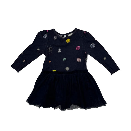 Stella McCartney black gemstone dress w/tulle skirt, 2 years