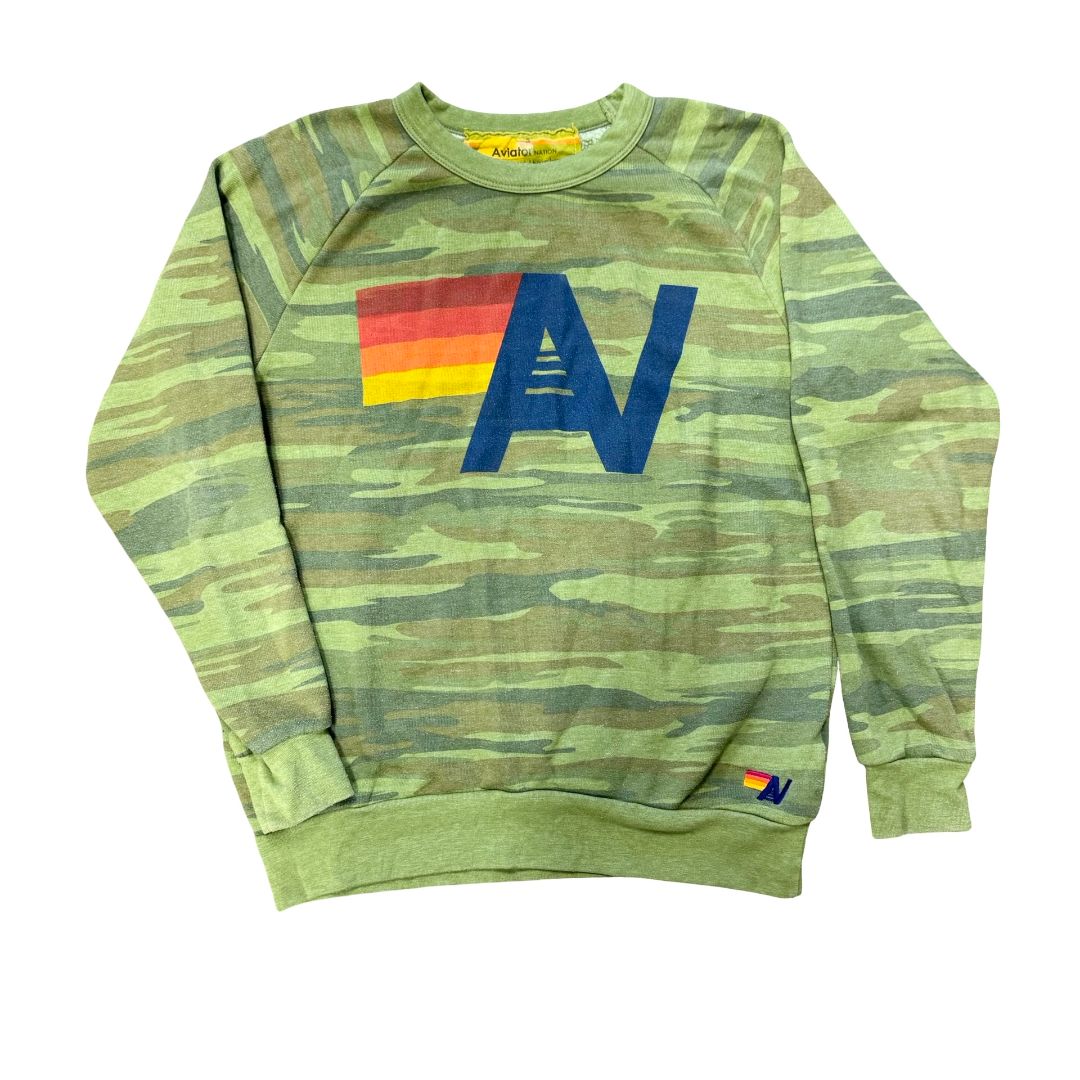 Aviator Nation camo crewneck, womens small