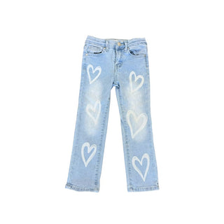 YMI Girl Straight Leg Jeans with Stretchy Waist and Hearts, 5 years