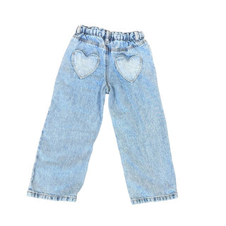 Zara Blue Jeans with Semi-Stretchy Waist and Heart Pockets on the Back, 4-5 years