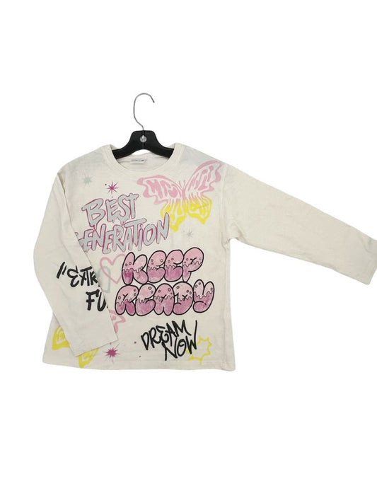 Zara white graffiti long sleeve, 8-9 years