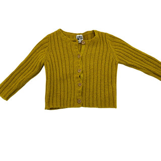 Bonton Yellow/neon green knit cardigan, 18 months