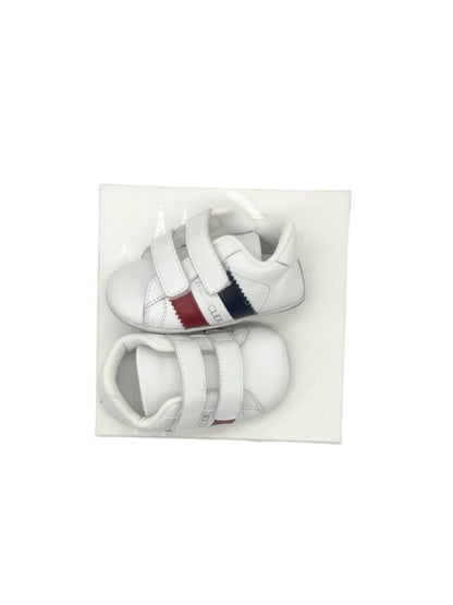 Moncler White with Stripes Crib Shoes, Infant