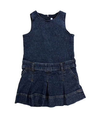 Jacadi Pleated Dark Blue Denim Tank Dress, 4 years